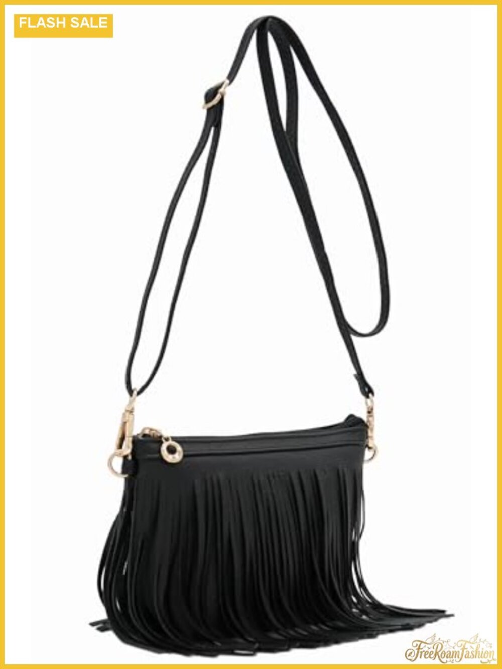 Faux Leather Fringe Crossbody Bag with Detachable Wrist Strap